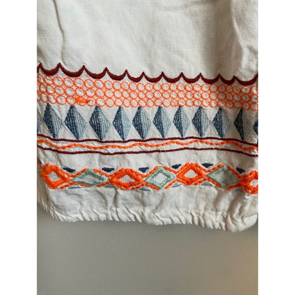 Anthropologie‎ Embroidered Cropped Pants Cream Boho Festival Size 12 - Picture 5 of 11
